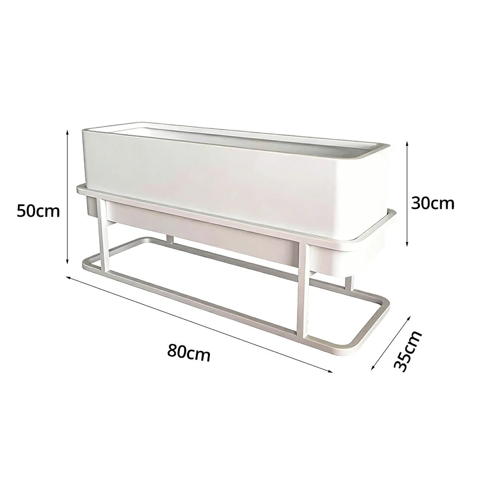 SOLARA Long Outdoor Planter Box Galvanised Steel Rust Resistant 80/100/120cm Patio Cafe Garden Divider Use - White