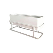 SOLARA Long Outdoor Planter Box Galvanised Steel Rust Resistant 80/100/120cm Patio Cafe Garden Divider Use - White