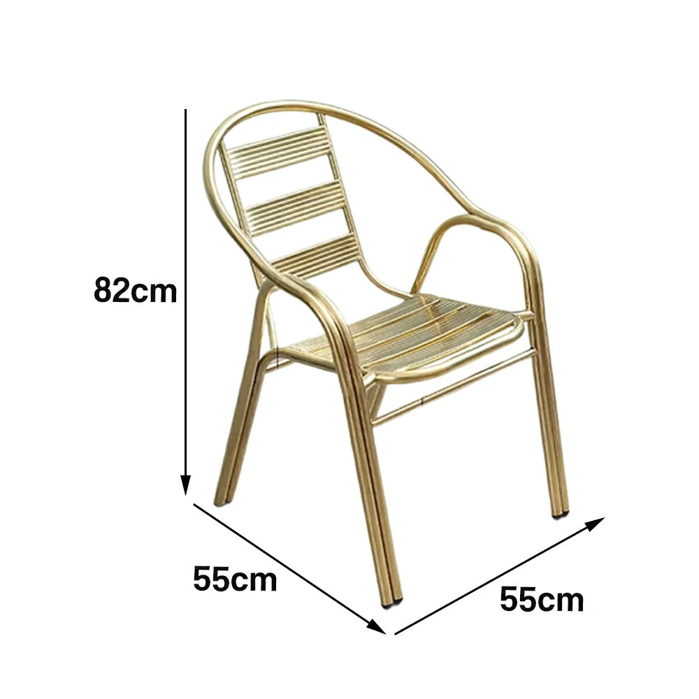 SOLARA Stainless Steel Outdoor Chair Weather Resistant Heavy Duty Reinforced Frame Patio Garden Balcony Seating - Gold