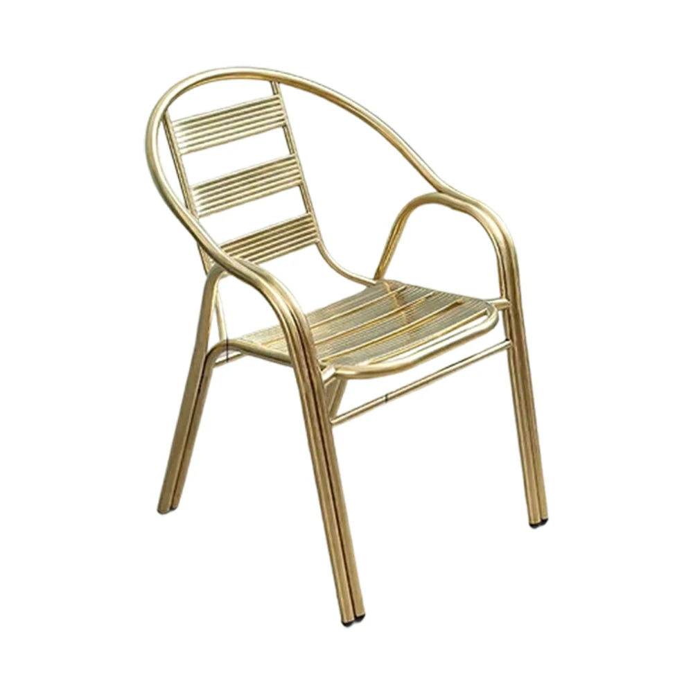 SOLARA Stainless Steel Outdoor Chair Weather Resistant Heavy Duty Reinforced Frame Patio Garden Balcony Seating - Gold