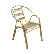 SOLARA Stainless Steel Outdoor Chair Weather Resistant Heavy Duty Reinforced Frame Patio Garden Balcony Seating - Gold