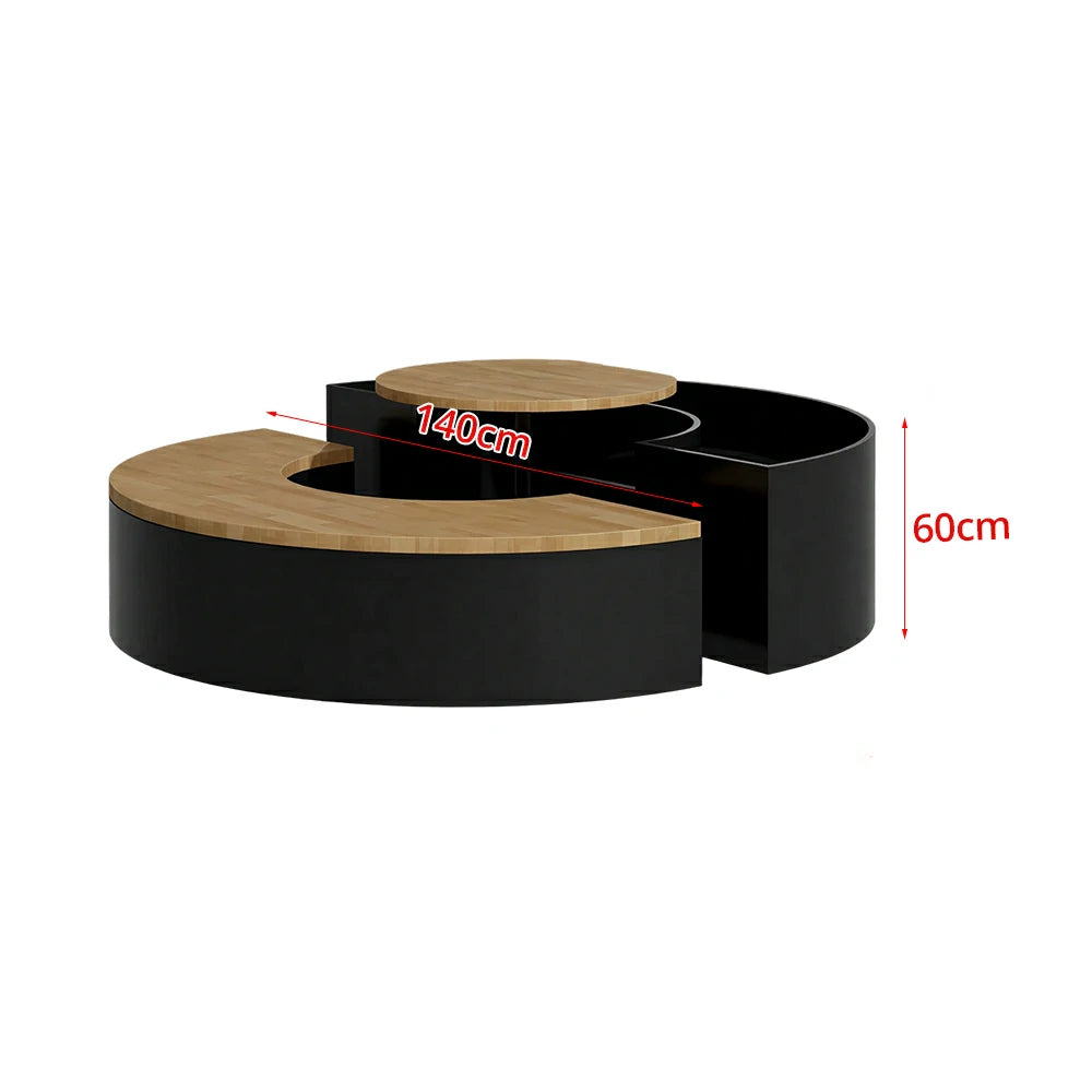 SOLARA Circular Planter Bench Integrated Seat and Table 140/160cm for Outdoor Squares Courtyards Parks - Black