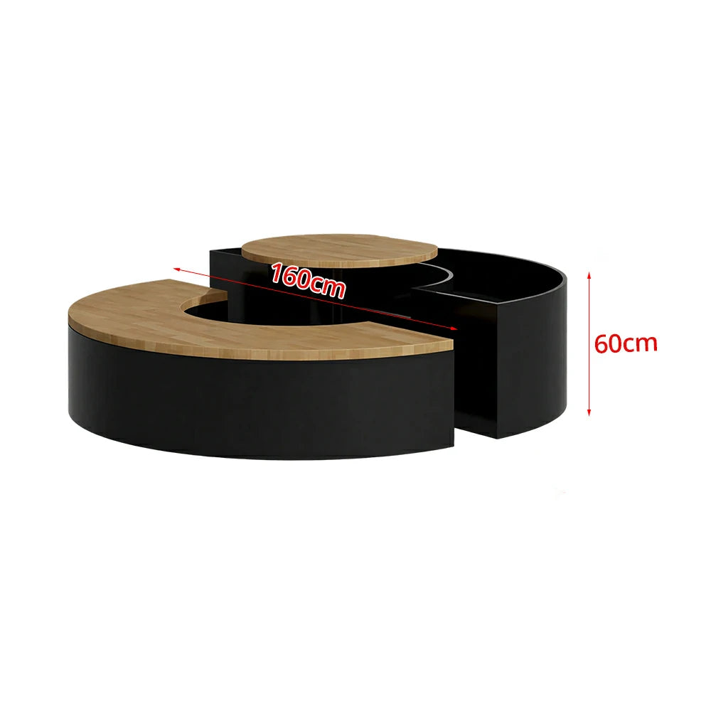 SOLARA Circular Planter Bench Integrated Seat and Table 140/160cm for Outdoor Squares Courtyards Parks - Black