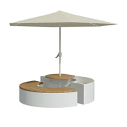 SOLARA Circular Planter Bench with Umbrella Integrated Seat and Table 140/160cm for Outdoor Squares Courtyards Parks - White