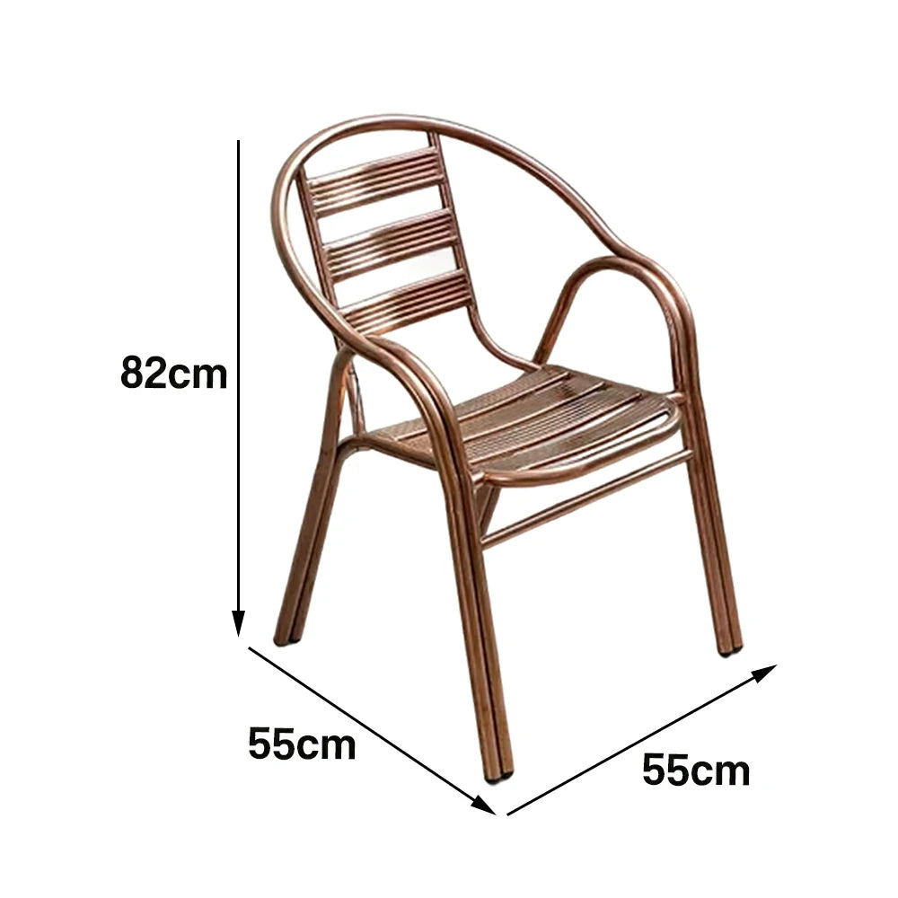 SOLARA Stainless Steel Outdoor Chair Weather Resistant Heavy Duty Reinforced Frame Patio Garden Balcony Seating - Rose Gold