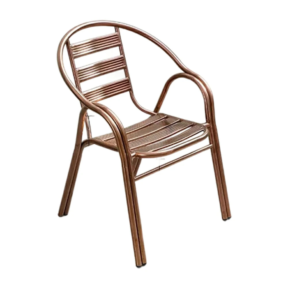 SOLARA Stainless Steel Outdoor Chair Weather Resistant Heavy Duty Reinforced Frame Patio Garden Balcony Seating - Rose Gold