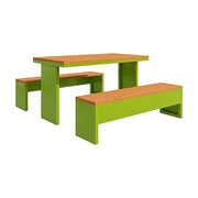 SOLARA Outdoor Table Bench Set Heavy Duty Metal Frame 120/140/160cm Patio Garden Cafe Use - Green
