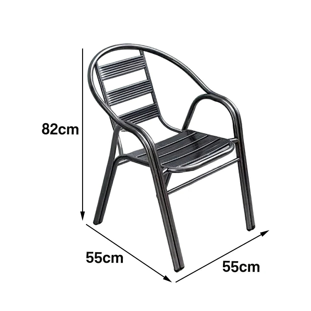 SOLARA Stainless Steel Outdoor Chair Weather Resistant Heavy Duty Reinforced Frame Patio Garden Balcony Seating - Black