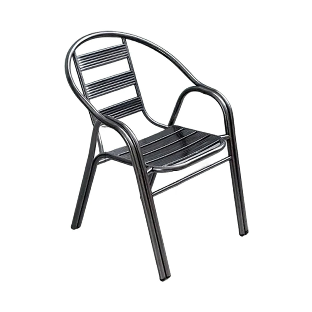 SOLARA Stainless Steel Outdoor Chair Weather Resistant Heavy Duty Reinforced Frame Patio Garden Balcony Seating - Black