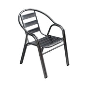 SOLARA Stainless Steel Outdoor Chair Weather Resistant Heavy Duty Reinforced Frame Patio Garden Balcony Seating - Black