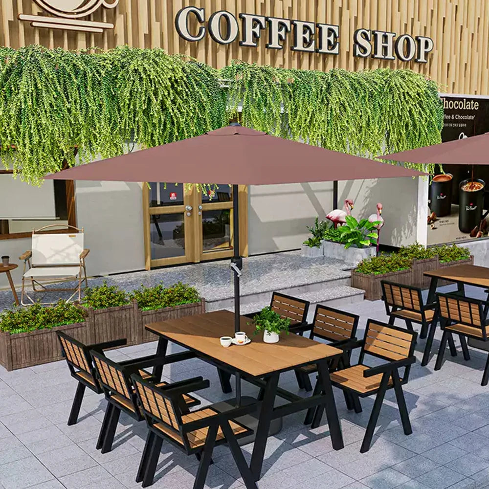 SOLARA Outdoor Chair Set of 4 WPC Seat Galvanised Steel Frame for Patio Garden Cafe Balcony - Black