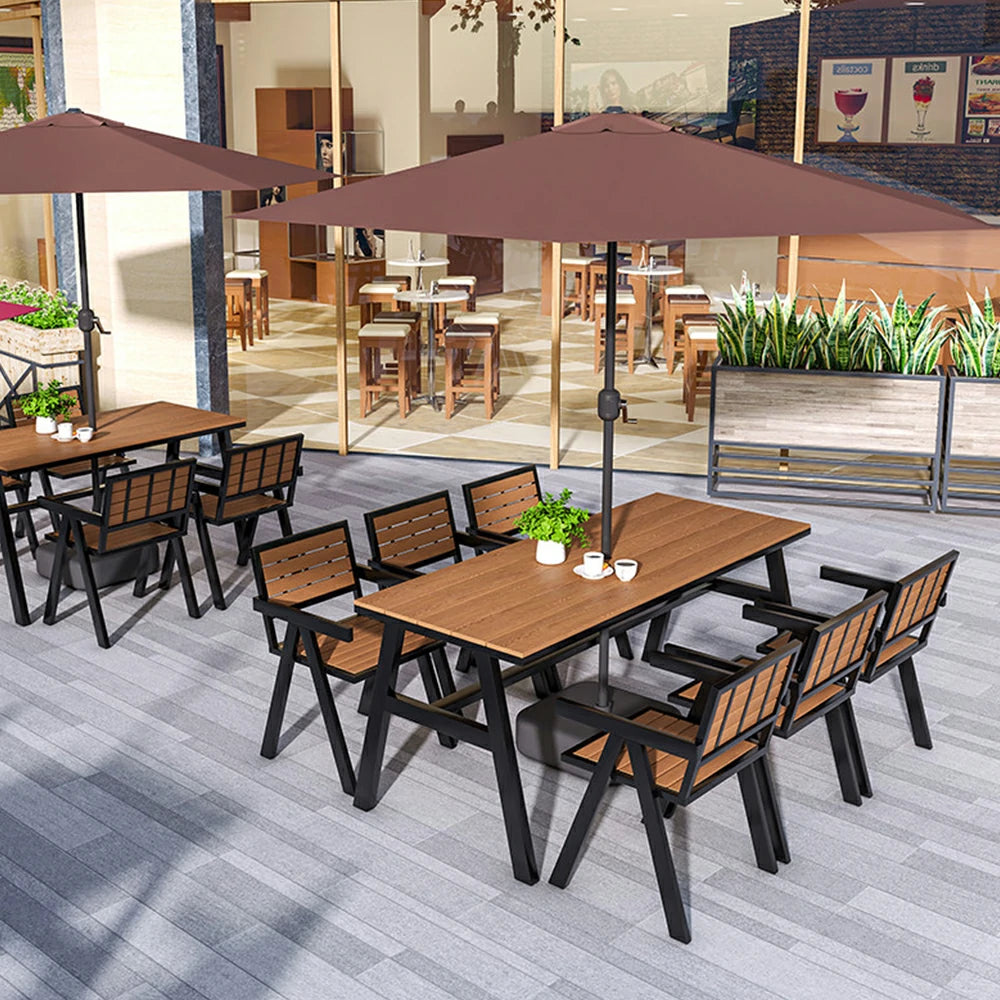 SOLARA Outdoor Chair Set of 4 WPC Seat Galvanised Steel Frame for Patio Garden Cafe Balcony - Black