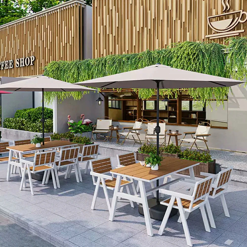 SOLARA Outdoor Chair Set of 4 WPC Seat Galvanised Steel Frame for Patio Garden Cafe Balcony - White