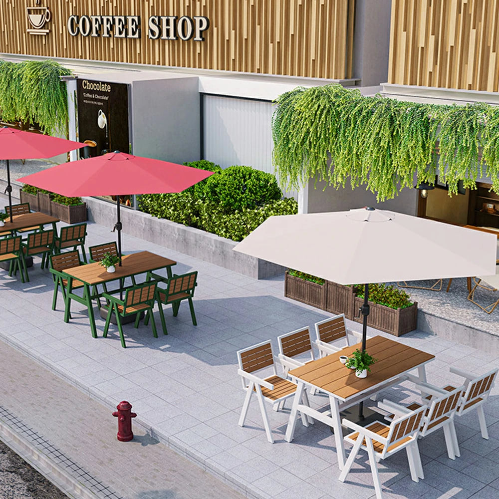 SOLARA Outdoor Chair Set of 4 WPC Seat Galvanised Steel Frame for Patio Garden Cafe Balcony - White