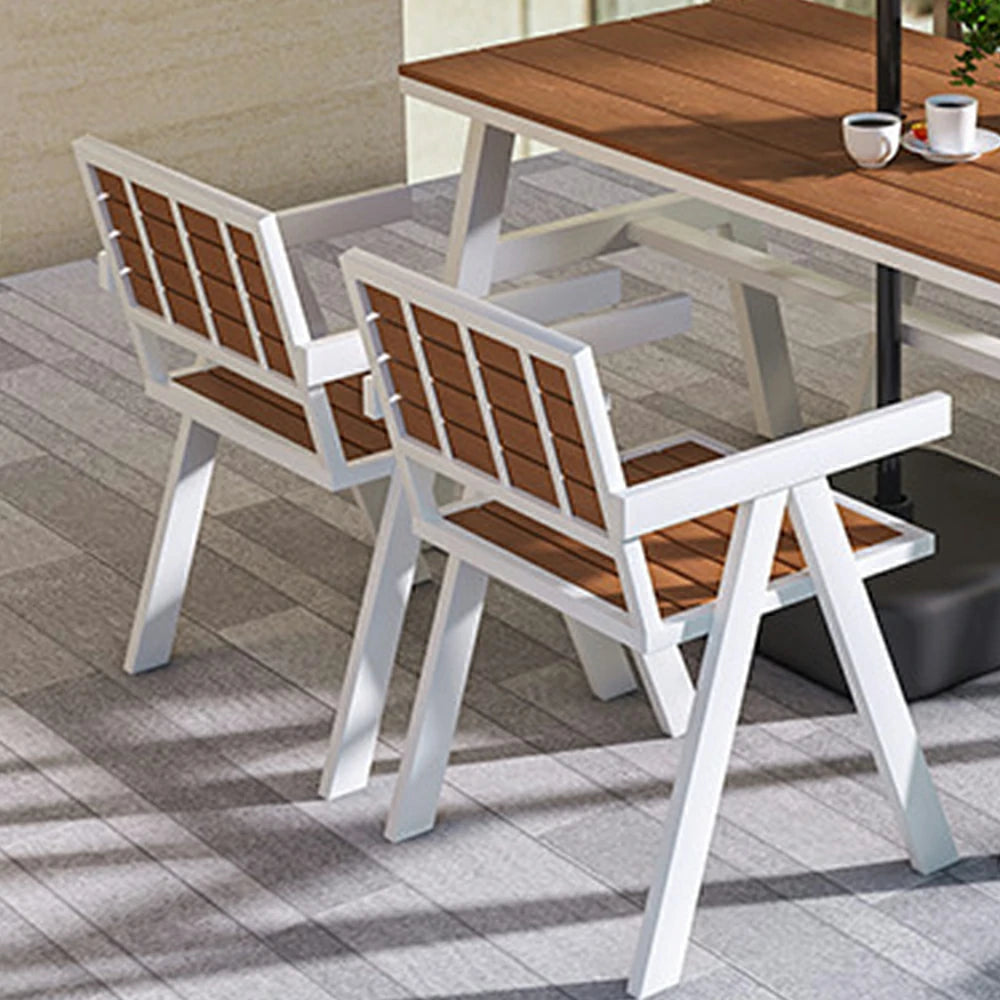 SOLARA Outdoor Chair Set of 4 WPC Seat Galvanised Steel Frame for Patio Garden Cafe Balcony - White
