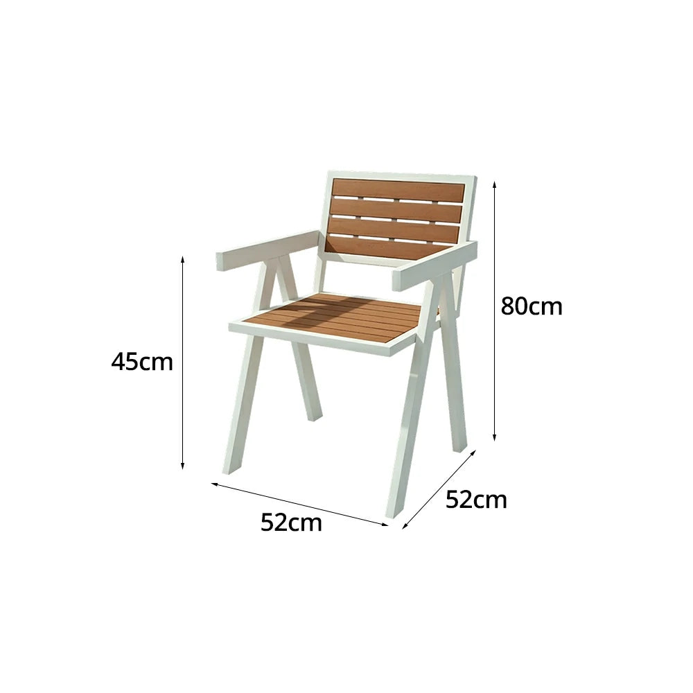 SOLARA Outdoor Chair Set of 4 WPC Seat Galvanised Steel Frame for Patio Garden Cafe Balcony - White