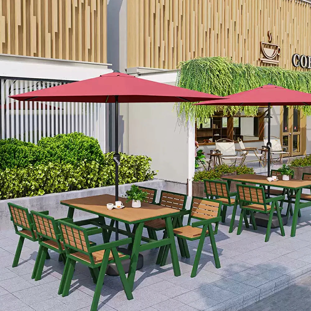 SOLARA Outdoor Chair Set of 4 WPC Seat Galvanised Steel Frame for Patio Garden Cafe Balcony - Dark Green