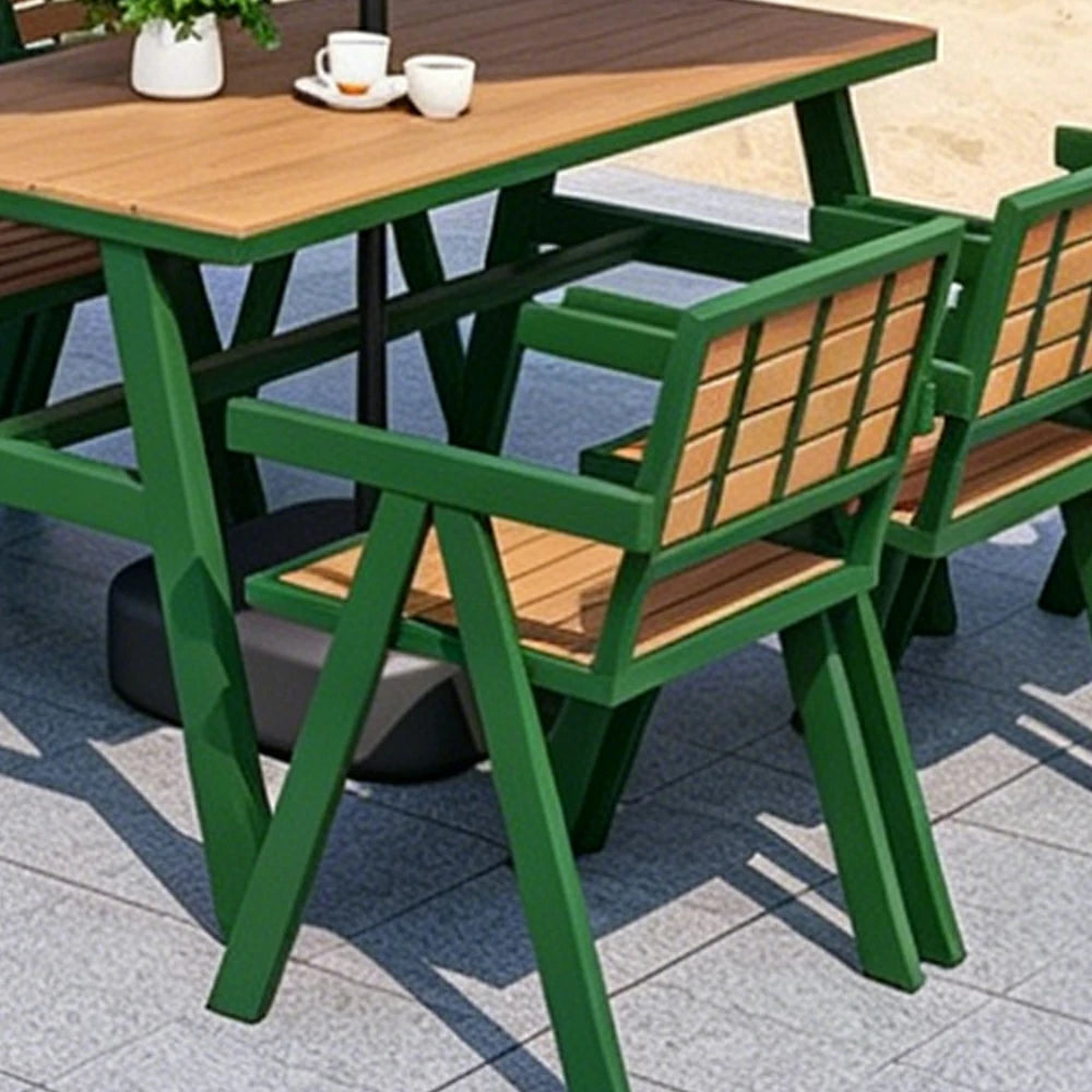 SOLARA Outdoor Chair Set of 4 WPC Seat Galvanised Steel Frame for Patio Garden Cafe Balcony - Dark Green