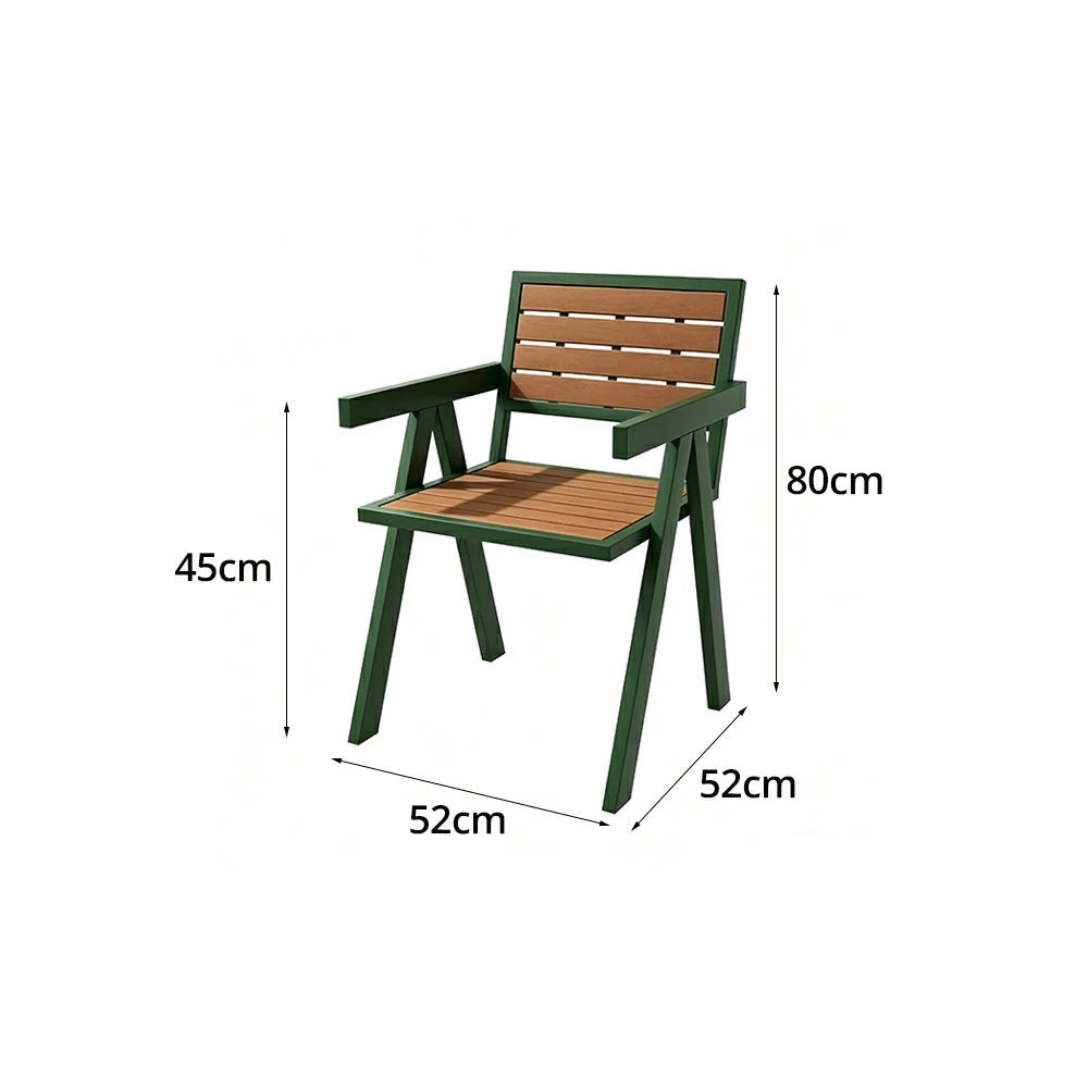 SOLARA Outdoor Chair Set of 4 WPC Seat Galvanised Steel Frame for Patio Garden Cafe Balcony - Dark Green