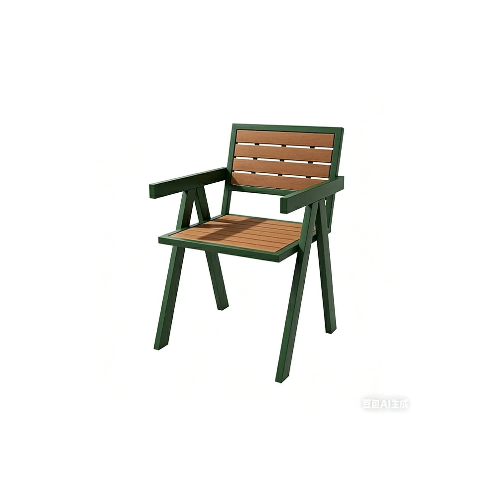 SOLARA Outdoor Chair Set of 4 WPC Seat Galvanised Steel Frame for Patio Garden Cafe Balcony - Dark Green
