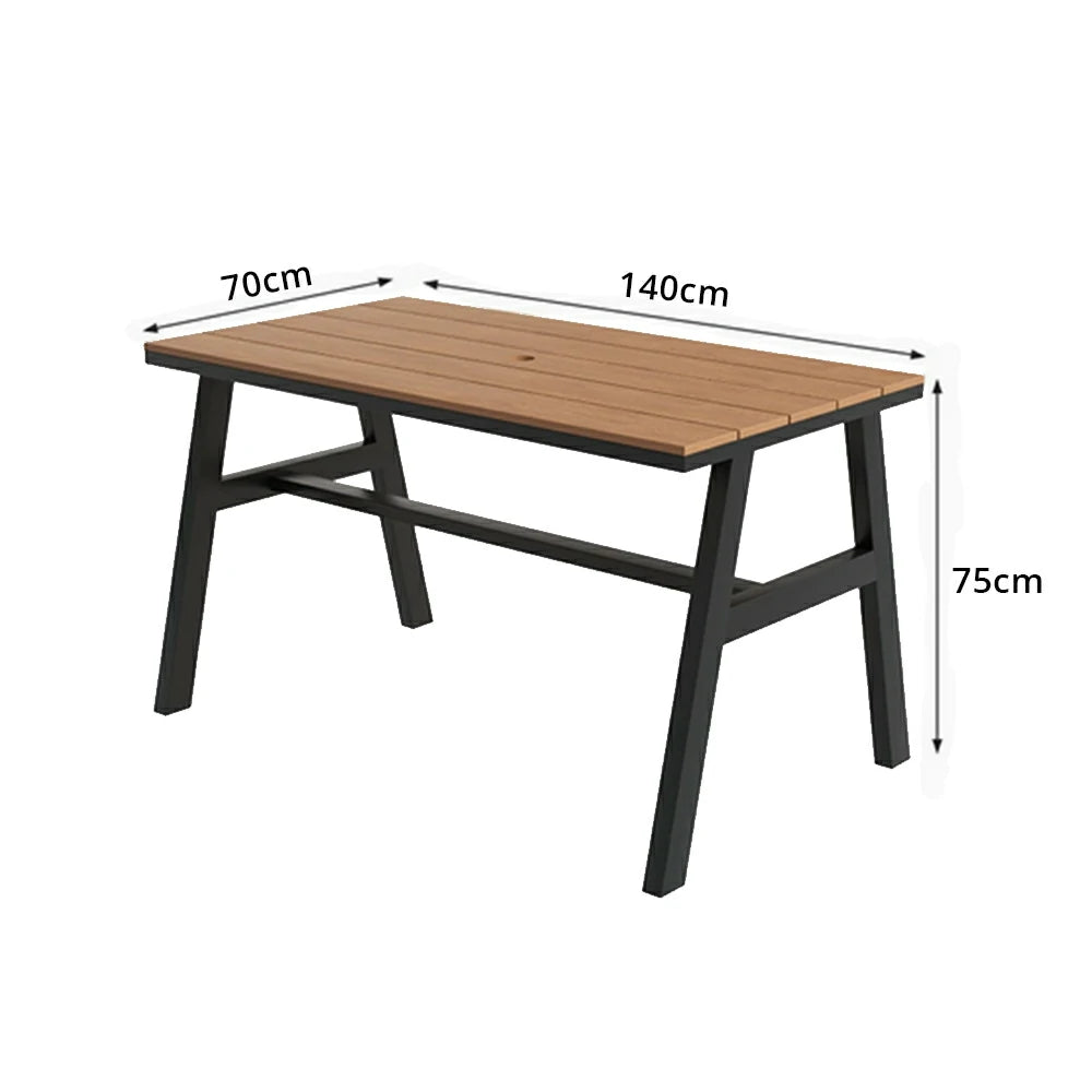 SOLARA Outdoor Dining Table WPC Top Heavy Duty Steel Frame 120/140/160cm for Patio Garden Cafe Restaurant - Black