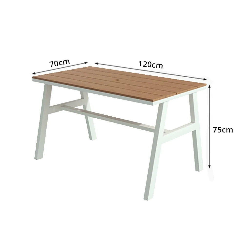 SOLARA Outdoor Dining Table WPC Top Heavy Duty Steel Frame 120/140/160cm for Patio Garden Cafe Restaurant - White