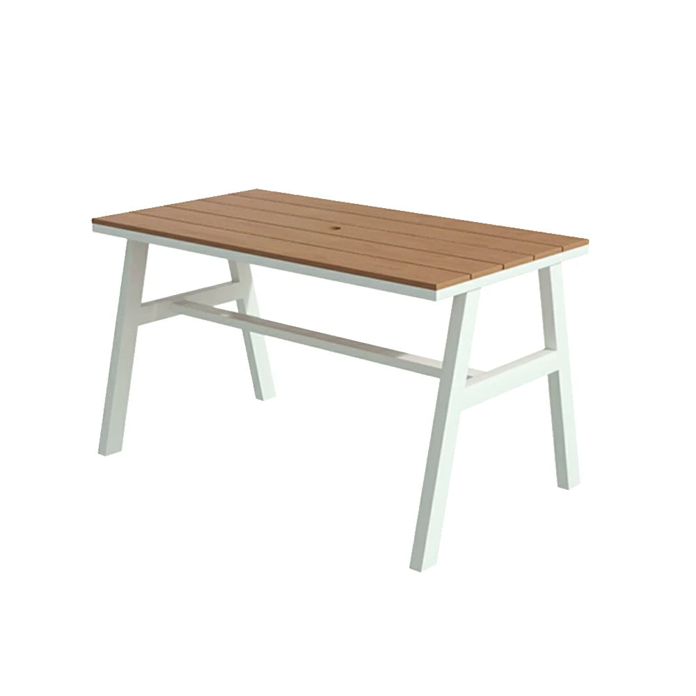 SOLARA Outdoor Dining Table WPC Top Heavy Duty Steel Frame 120/140/160cm for Patio Garden Cafe Restaurant - White