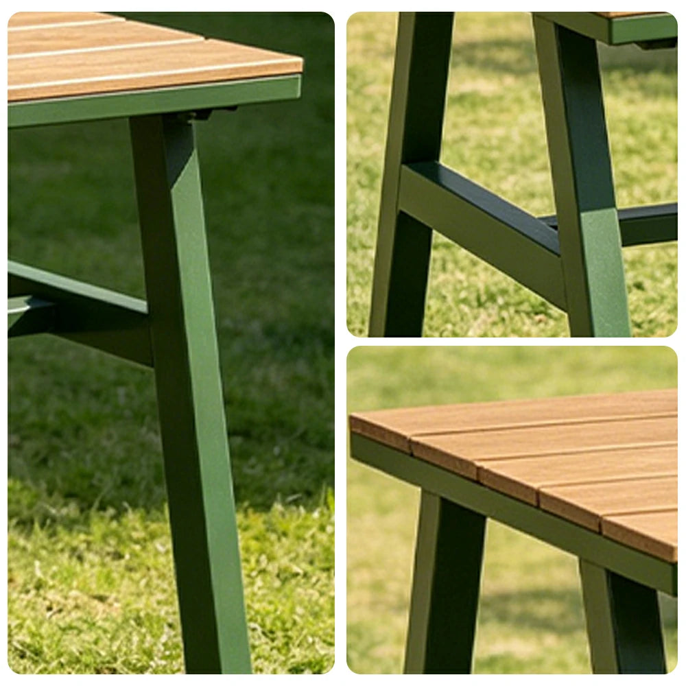 SOLARA Outdoor Dining Table WPC Top Heavy Duty Steel Frame 120/140/160cm for Patio Garden Cafe Restaurant - Dark Green