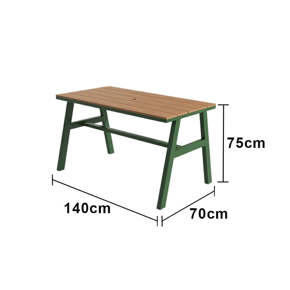 SOLARA Outdoor Dining Table WPC Top Heavy Duty Steel Frame 120/140/160cm for Patio Garden Cafe Restaurant - Dark Green