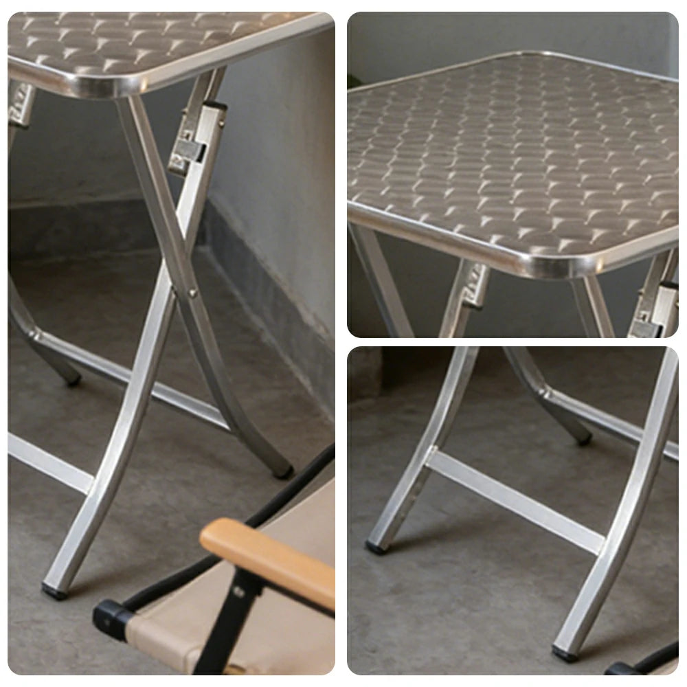 SOLARA Foldable Aluminium Square Outdoor Table Heavy Duty 200kg Load Thick Top Portable Multi-Size 60/70/80cm for Patio Camping