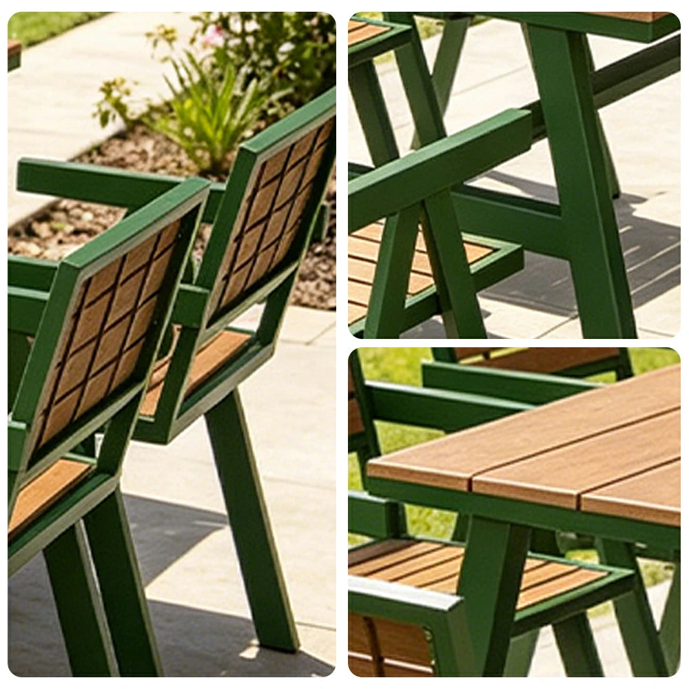 SOLARA Outdoor Dining Table Set 4 Chairs 120/140/160cm Patio Garden Cafe Use - Green