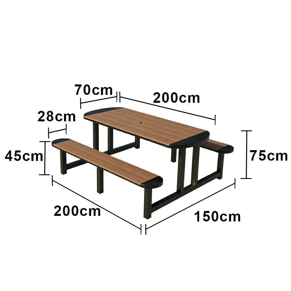 SOLARA Outdoor Picnic Table Bench Set 120/150cm Patio Garden Cafe Dining Use - Black