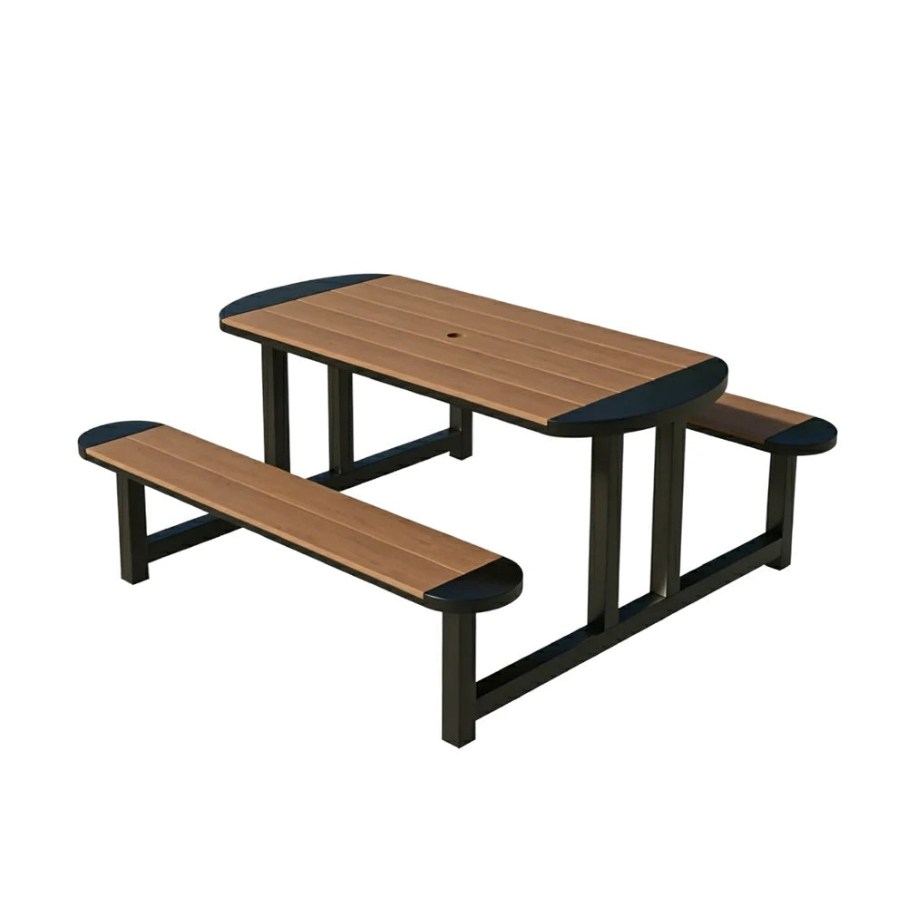 SOLARA Outdoor Picnic Table Bench Set 120/150cm Patio Garden Cafe Dining Use - Black