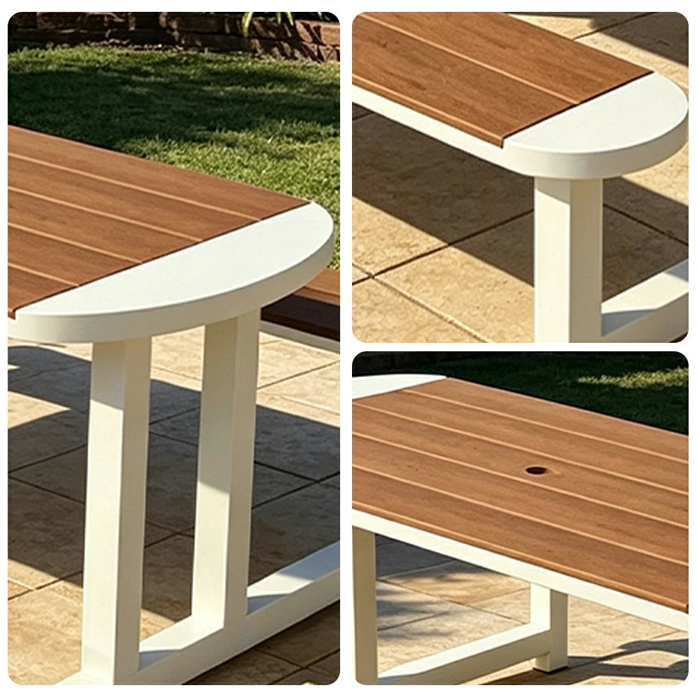 SOLARA Outdoor Picnic Table Bench Set 120/150cm Patio Garden Cafe Dining Use - White