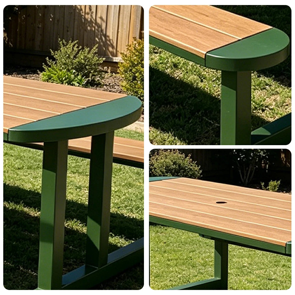 SOLARA Outdoor Picnic Table Bench Set 120/150cm Patio Garden Cafe Dining Use - Green