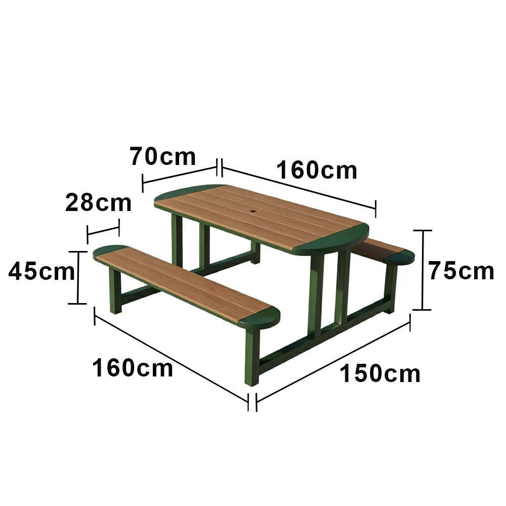 SOLARA Outdoor Picnic Table Bench Set 120/150cm Patio Garden Cafe Dining Use - Green