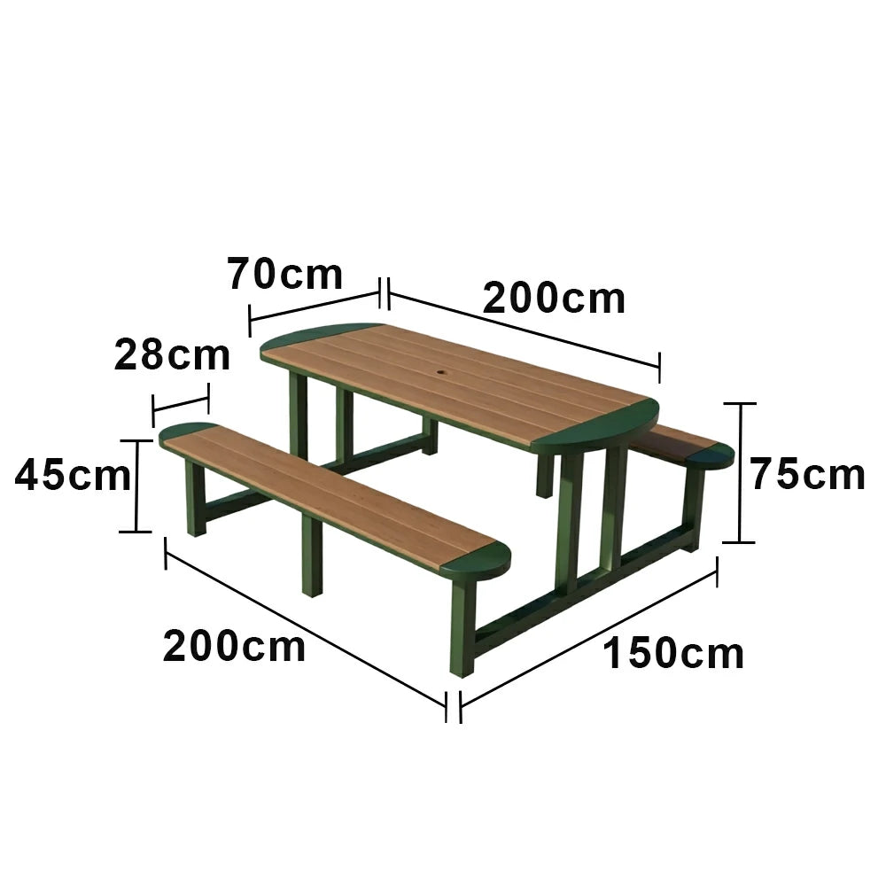 SOLARA Outdoor Picnic Table Bench Set 120/150cm Patio Garden Cafe Dining Use - Green