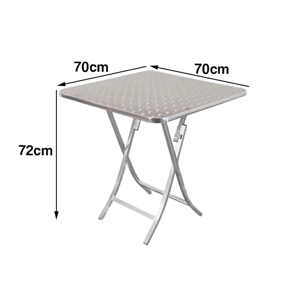 SOLARA Foldable Aluminium Square Outdoor Table Heavy Duty 200kg Load Thick Top Portable Multi-Size 60/70/80cm for Patio Camping