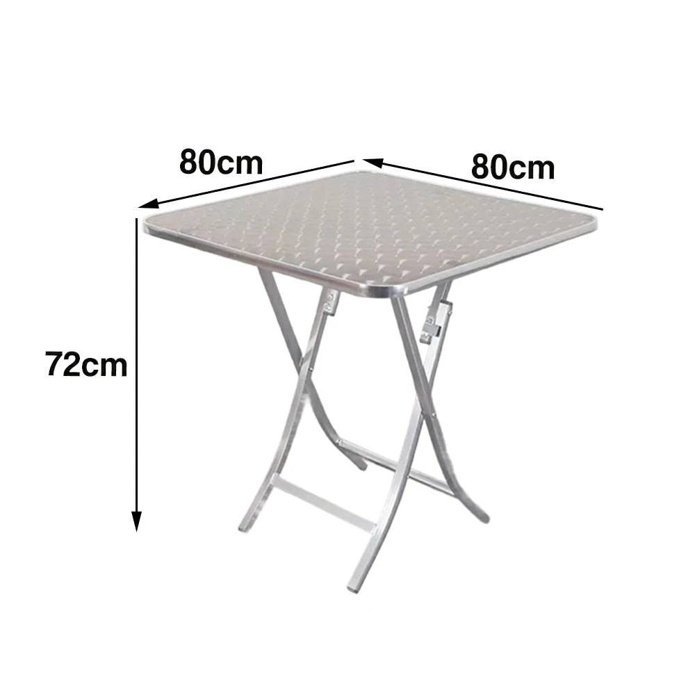 SOLARA Foldable Aluminium Square Outdoor Table Heavy Duty 200kg Load Thick Top Portable Multi-Size 60/70/80cm for Patio Camping