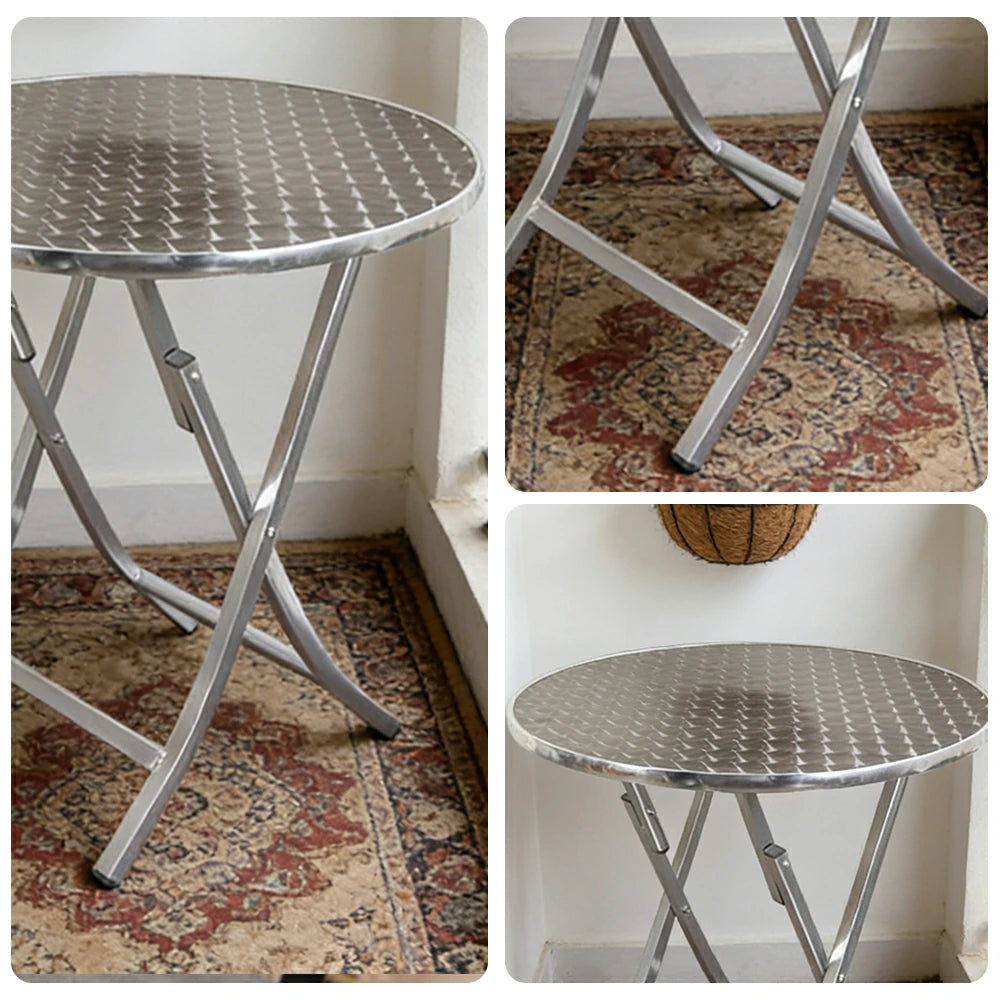 SOLARA Foldable Aluminium Round Outdoor Table Heavy Duty 200kg Load Thick Top Portable Multi-Size 60/70/80cm for Patio Camping