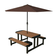 SOLARA Outdoor Picnic Table Bench Set with Umbrella 120/150cm Patio Garden Cafe Dining Use - Black