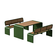 SOLARA Outdoor Table Bench Set Backrest Seating 120/160/200cm Patio Garden Cafe Dining Set - Green