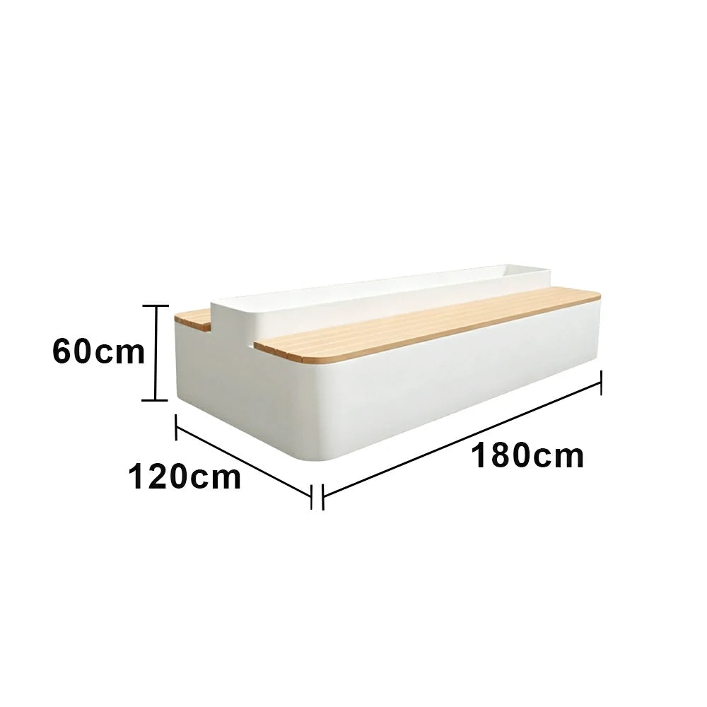 SOLARA Outdoor Planter Bench Double-Sided Seating 100/150/180cm Patio Garden Cafe Commercial Use - White