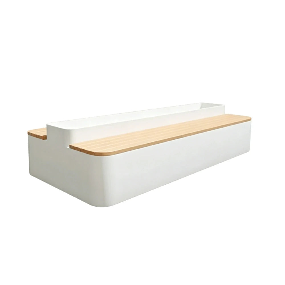 SOLARA Outdoor Planter Bench Double-Sided Seating 100/150/180cm Patio Garden Cafe Commercial Use - White