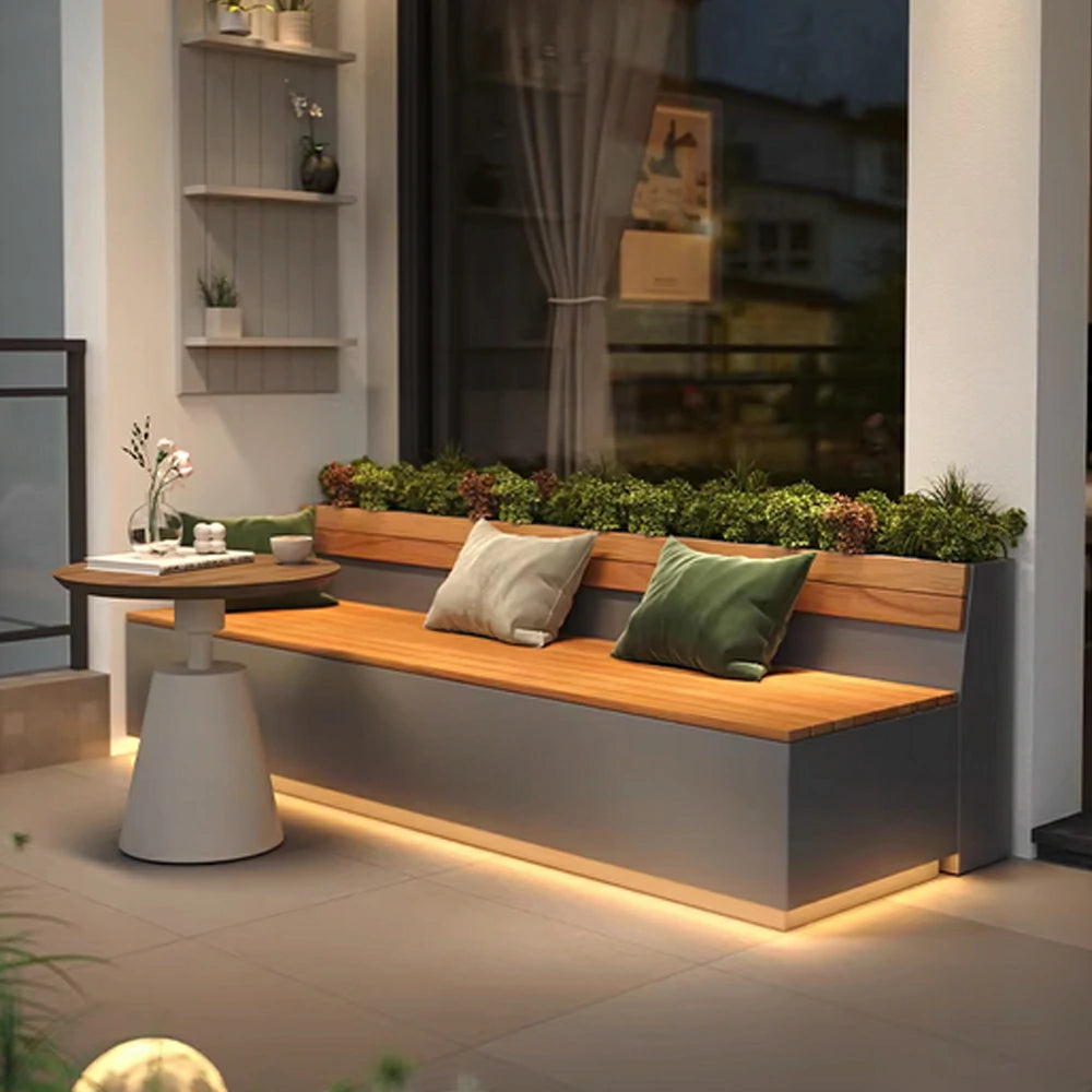 SOLARA 140/180cm Outdoor Planting & Seating Bench Dual Anti-Rust Reinforced Frame Balcony Courtyard Welcome Decor - Grey