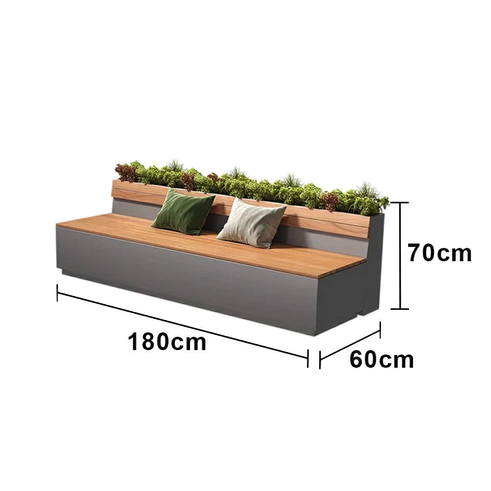 SOLARA 140/180cm Outdoor Planting & Seating Bench Dual Anti-Rust Reinforced Frame Balcony Courtyard Welcome Decor - Grey