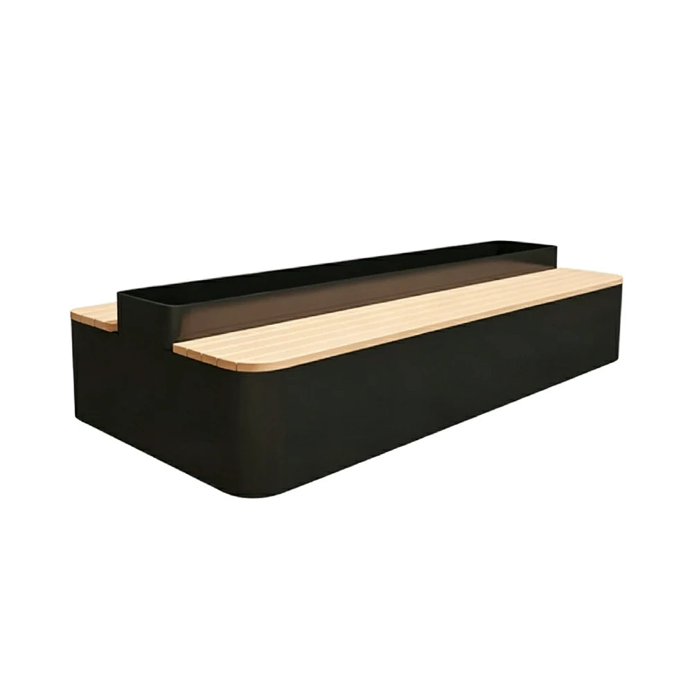 SOLARA Outdoor Planter Bench Double-Sided Seating 100/150/180cm Patio Garden Cafe Commercial Use - Black
