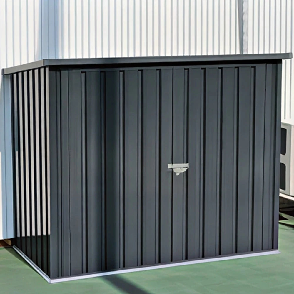 SOLARA Outdoor Metal Storage Shed Weatherproof Sloped Roof Reinforced Frame Rust Resistant Garden Backyard Tool Storage - Grey