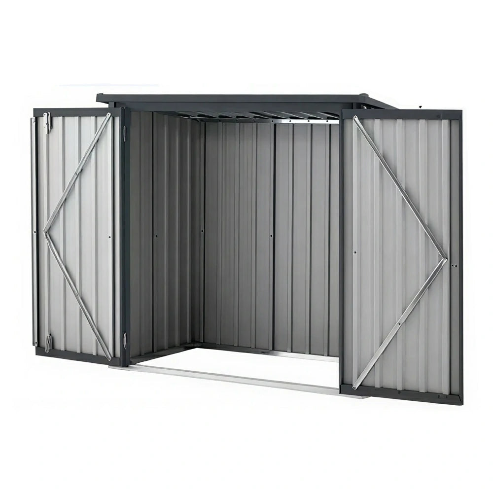 SOLARA Outdoor Metal Storage Shed Weatherproof Sloped Roof Reinforced Frame Rust Resistant Garden Backyard Tool Storage - Grey
