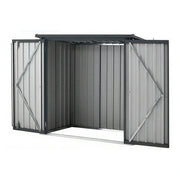SOLARA Outdoor Metal Storage Shed Weatherproof Sloped Roof Reinforced Frame Rust Resistant Garden Backyard Tool Storage - Grey